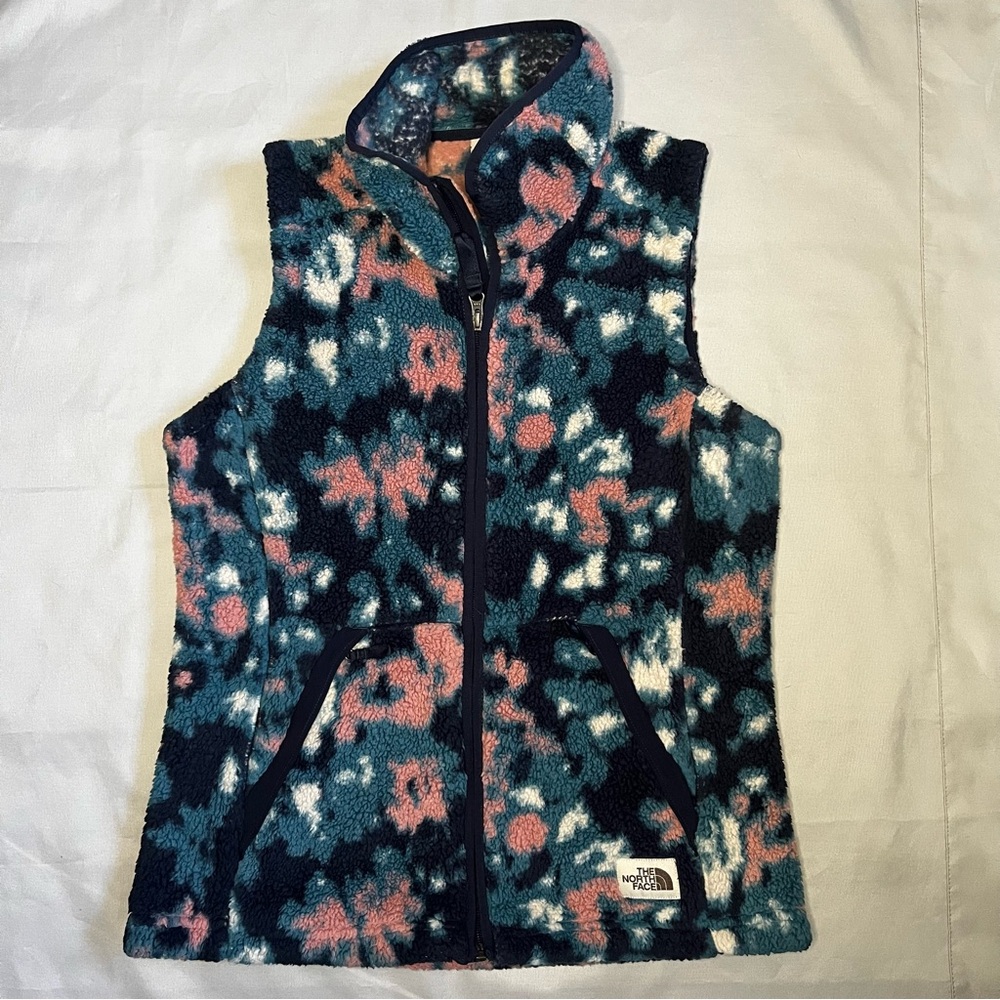 The North Face CAMPSHIRE Vest 2.0 Women’s Small Blue Camo Sherpa Zip Up